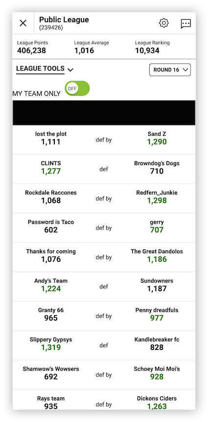 Classic leagues mobile fixtures
